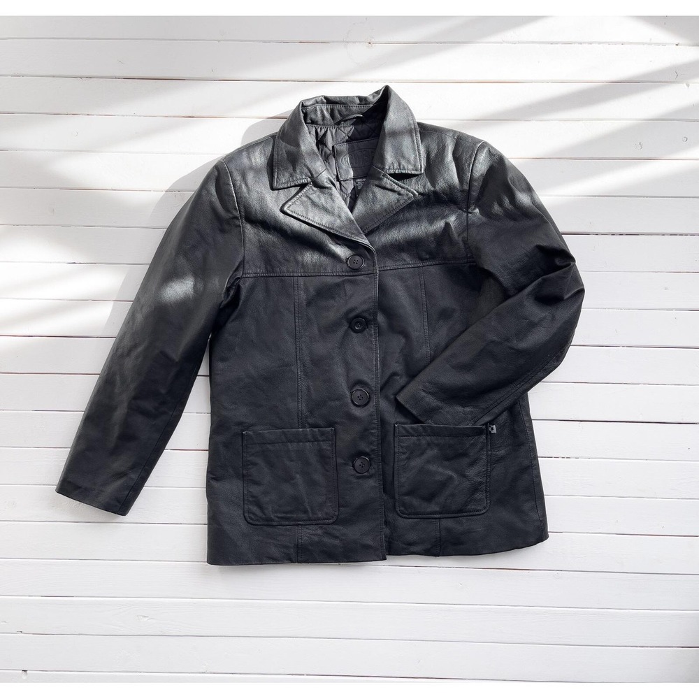 vtg Route 66 black leather jacket size L